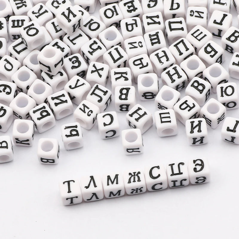 6MM Square Letter Beads Acrylic Spacer Beads for DIY Jewelry Necklace