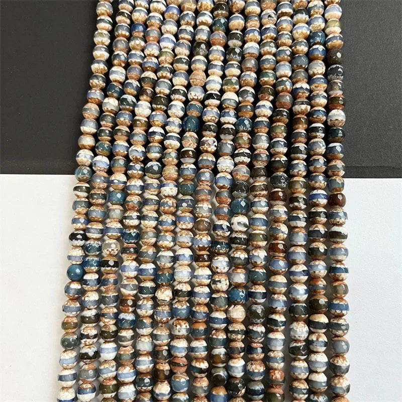 6MM Tibet Line Agate Stone Loose Bead for Jewelry Making DIY