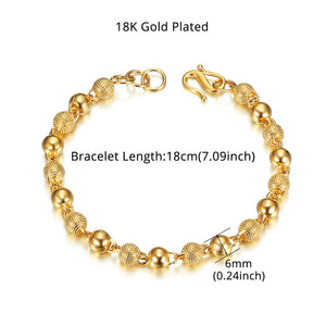 6MM Wide Beads Bracelet Chain Jewelry for Women Men