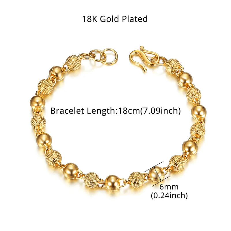 6MM Wide Beads Bracelet Chain Jewelry for Women Men