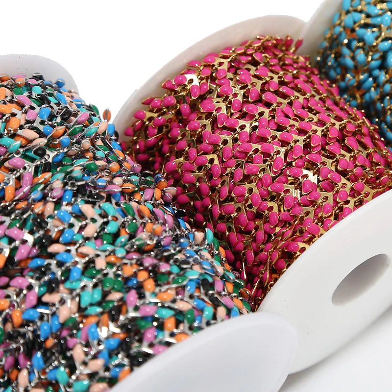 6MM Colored Stainless Steel Enameled Chevron Chain for DIY Jewelry Making