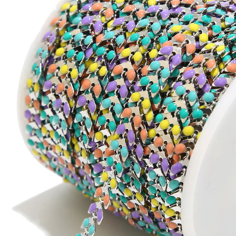 6MM Colored Chevron Link Chain Stainless Steel for DIY Jewelry Making
