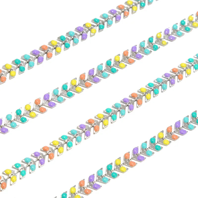 6MM Colored Chevron Link Chain Stainless Steel for DIY Jewelry Making