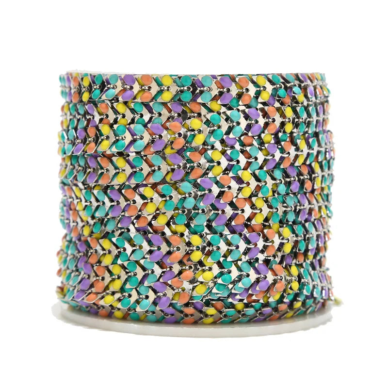 6MM Colored Chevron Link Chain Stainless Steel for DIY Jewelry Making