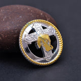 34mm Silver Western Cross Concho for Leathercraft Belt Decor