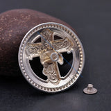 34mm Silver Western Cross Concho for Leathercraft Belt Decor