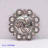 43MM Heavy Duty Flower Berry Carved Horse Saddle Concho
