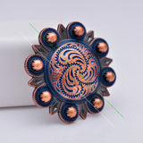 6PC 43MM Antique Copper Flower Berry Horse Tack Concho