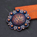 6PC 43MM Antique Copper Flower Berry Horse Tack Concho