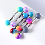 6PC Mixed Acrylic Ball Tongue Rings 14G Surgical Steel Tongue Piercing Jewelry