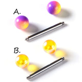 6PC Mixed Acrylic Ball Tongue Rings 14G Surgical Steel Tongue Piercing Jewelry