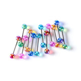 6PC Mixed Acrylic Ball Tongue Rings 14G Surgical Steel Tongue Piercing Jewelry