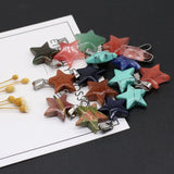 6PC Agate Stone Pendant Star Quartz Charms Lady Jewelry DIY Necklace 20x20mm