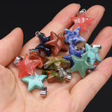 6PC Agate Stone Pendant Star Quartz Charms Lady Jewelry DIY Necklace 20x20mm