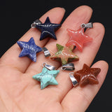 6PC Agate Stone Pendant Star Quartz Charms Lady Jewelry DIY Necklace 20x20mm