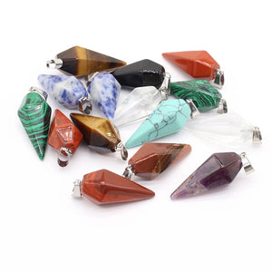 6PC Quartz Agate Stone Pendant for Jewelry Making DIY