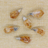 6PC Natural Stone Citrines Pendant Crystal Charm DIY Necklace Pendant