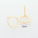 6PCS 10MM 14K Brass Circle Stud Earring Pins DIY Jewelry Findings