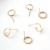 6PCS 10MM 14K Brass Circle Stud Earring Pins DIY Jewelry Findings