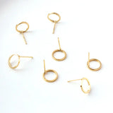6PCS 10MM 14K Brass Circle Stud Earring Pins DIY Jewelry Findings
