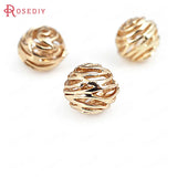 6PCS 10MM Champagne Brass Hollow Rose Flower Spacer Beads DIY Jewelry Making