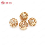 6PCS 10MM Champagne Brass Hollow Rose Flower Spacer Beads DIY Jewelry Making