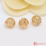 6PCS 10MM Champagne Brass Hollow Rose Flower Spacer Beads DIY Jewelry Making
