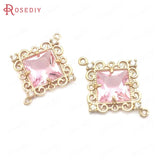 6PCS High Champagne Brass Square Connect Charms Pendants