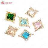 6PCS High Champagne Brass Square Connect Charms Pendants