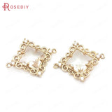 6PCS High Champagne Brass Square Connect Charms Pendants