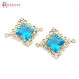 6PCS High Champagne Brass Square Connect Charms Pendants