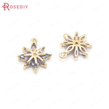 6PCS 10x12MM Champagne Brass Zircon Flower Snowflake Charms Pendants