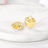 6PCS 10x12MM Brass Heart Charm Pendants DIY Jewelry Findings