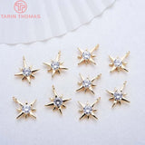 6PCS 11MM 24K Brass Zircon Charms Pendants DIY Jewelry Accessories