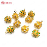 6PCS 11MM Champagne Brass Flower Ball Charms Pendants