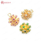 6PCS 11MM Champagne Brass Flower Ball Charms Pendants