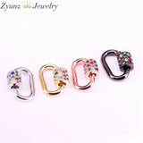 6PCS 12x18mm Rainbow CZ Oval Screw Clasps Silver Black