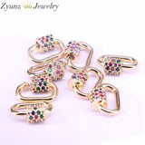 6PCS 12x18mm Rainbow CZ Oval Screw Clasps Silver Black