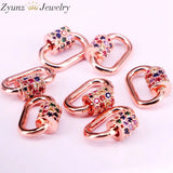 6PCS 12x18mm Rainbow CZ Oval Screw Clasps Silver Black