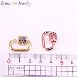 6PCS 12x18mm Rainbow CZ Oval Screw Clasps Silver Black