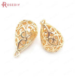 6PCS 12.5x22MM Brass Zircon Tear Drop Charms Pendants