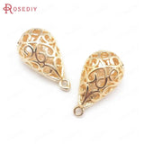 6PCS 12.5x22MM Brass Zircon Tear Drop Charms Pendants