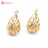6PCS 12.5x22MM Brass Zircon Tear Drop Charms Pendants