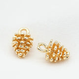 6PCS 12*8MM 14K Brass Pine Cone Charms Pendants DIY Jewelry Findings