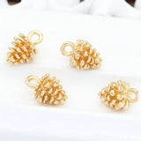 6PCS 12*8MM 14K Brass Pine Cone Charms Pendants DIY Jewelry Findings