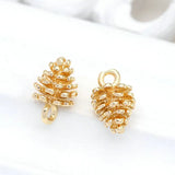 6PCS 12*8MM 14K Brass Pine Cone Charms Pendants DIY Jewelry Findings