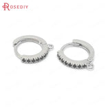 6PCS 12MM 14MM 24K Brass Zircon Round Earring Hooks Jewelry Making Supplies