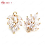 6PCS Brass Zircon Tree Leaf Charms Pendants