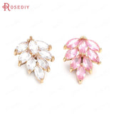 6PCS Brass Zircon Tree Leaf Charms Pendants