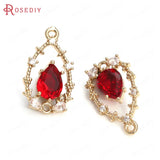 6PCS High Champagne Brass Zircon 2 Holes Drop Shape Charms Pendants